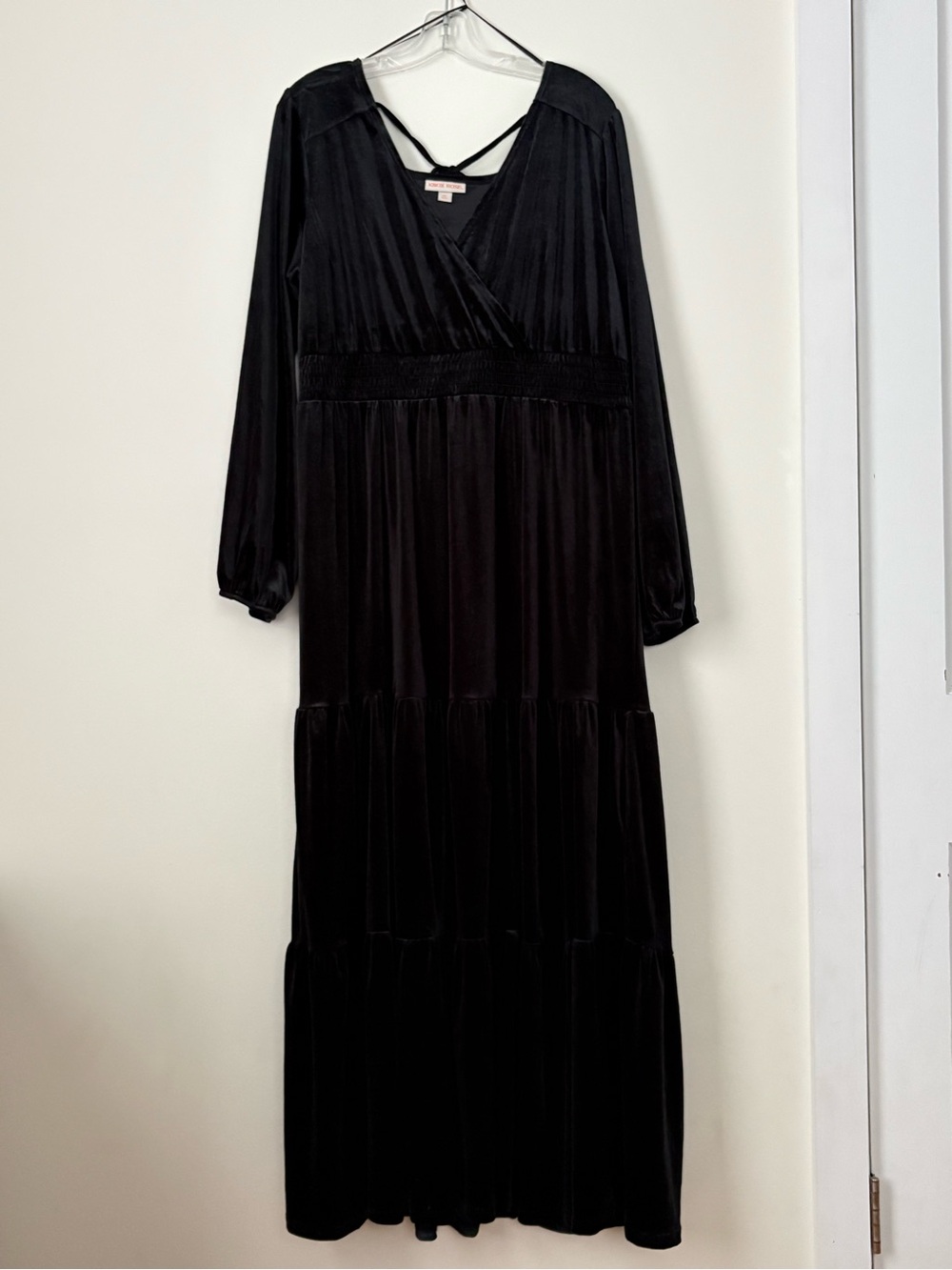 Knox Rose Black Velvet Tiered Maxi Dress XXL Whimsigoth Boho